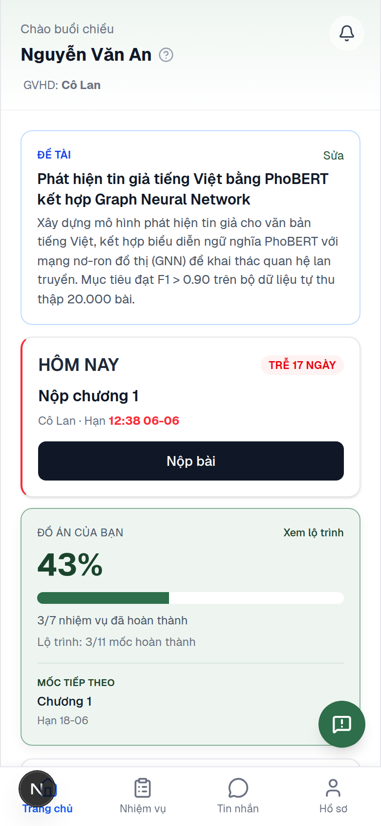 Giao diện trên điện thoại